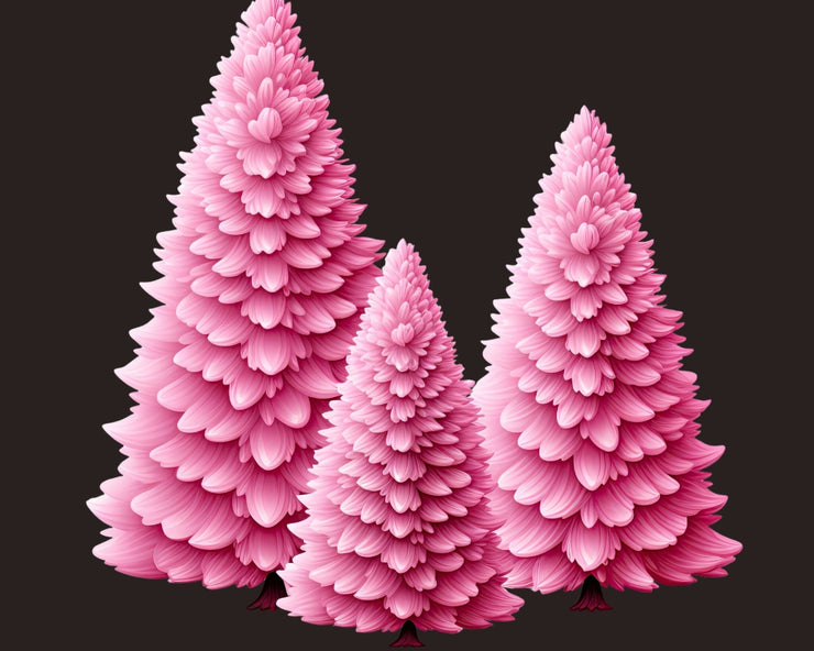 Pink Christmas Trees Clipart Bundle