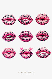 Pink Leopard Lips Png Valentines Day, Digital Download