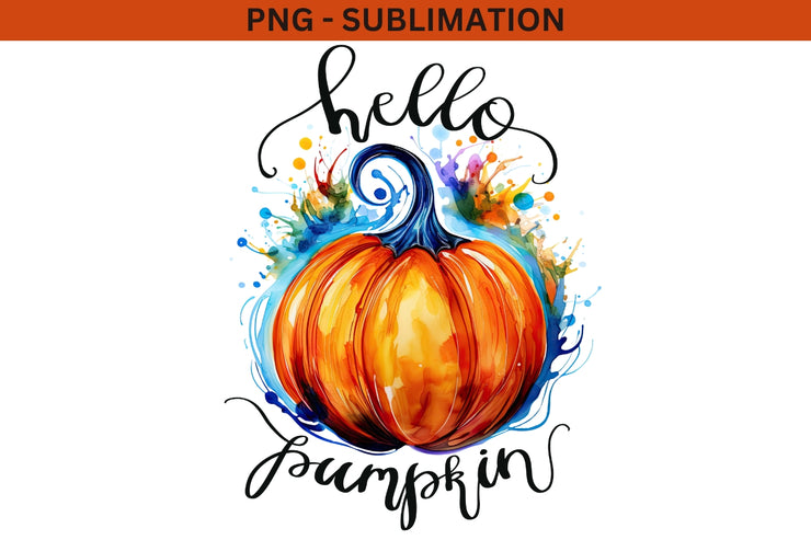 Hello Pumpkin PNG Digital Download Fall Quote Thanksgiving