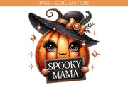 Spooky Mama, Funny Autumn, Coquette Pumpkin, PNG Digital Download for Tshirt Designs, Pumpkin Season, Digital Print for Card Making, Fall