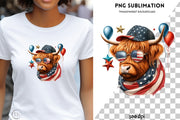 Patriotic Highland Cow Sublimation Design | Independence Day