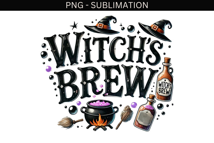 Witch's Brew PNG, Retro Designs for Shirts & Tumblers, Funny Halloween DTF PNG, Instant Download, Printable Halloween Quotes