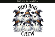 Boo Boo Crew PNG for Creative Card Making, Instant Download, Cute Ghost Retro Halloween for DIY Gift Decoration, Sublimation Funny Design