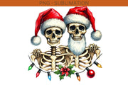 Christmas Couples Sublimation Design, Skeleton Couple, Bride and Groom, Crafting File, Husband and Wife PNG Matching, Transparent Print