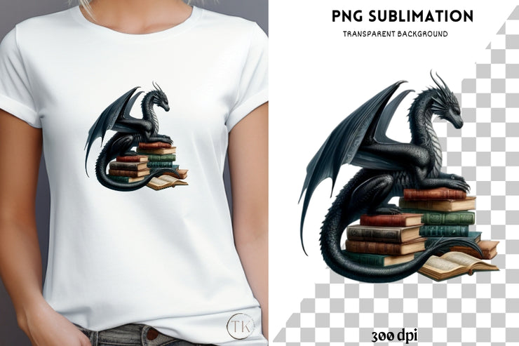 Dragon Reading Book PNG Digital Download