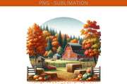 Countryside Autumn PNG Sublimation Print,Crafting File,Cozy Autumn PNG Design, Transparent,Autumn Sticker, PNG Digital Download, Fall Leaves