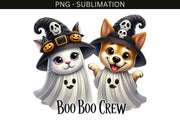 Cat and Dog Sublimation PNG, Digital Download, Boo Boo Crew Tshirt Designs, Ghostly Digital Print, Boo Crew Printable, Transparent Designs