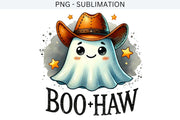 Boo Haw Png Instant Download, Funny Halloween Printables, Cowboy Hat Png & Halloween Shirt, Sublimation Designs, Transparent