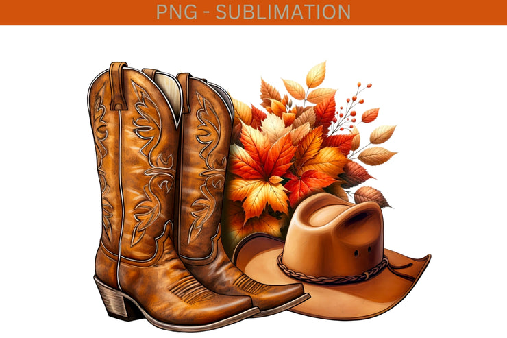 Cowboy Autumn Sublimation Prints, Western PNG Designs