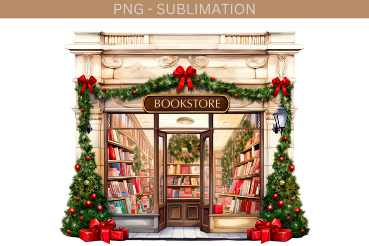 Christmas Bookstore - Book Illustration