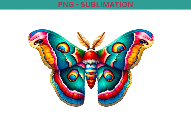 Moth Shirt Sublimation Design, Luna Moth PNG Digital Download