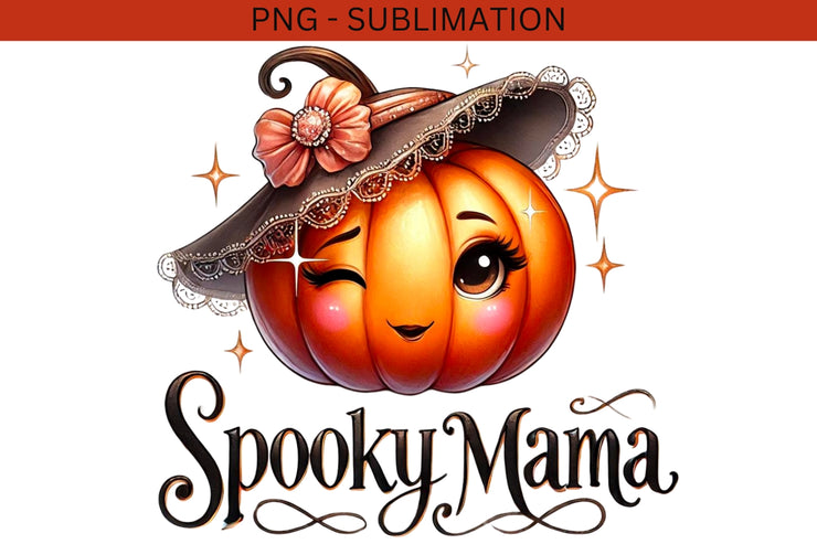 Spooky Mama Fall Shirt PNG, Digital Download, Fall Coquette Pumpkin Design, Fall Vibes, Retro Halloween Sublimation Design