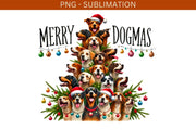 Merry Dogmas Transparent Christmas Animal, PNG Digital Download for Crafting, Sublimation, Fun Merry Christmas Dogs Designs for Card Making