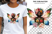 Floral Fairy Melanin & Black Girl PNG