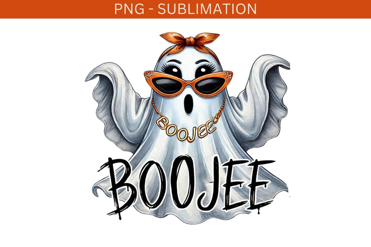 Boo Jee Ghost PNG, Transparent Designs for Fun Halloween Card Making & Crafting, Digital Prints, Tshirt, DTF PNG Download, Cute Ghost