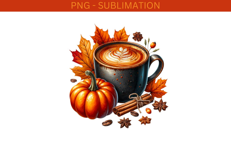 Cozy Autumn PNG Digital Download, Fall Coffee Mug Sublimation Design for Card Making, Transparent Fall Leaves Sublimation Autumn Print