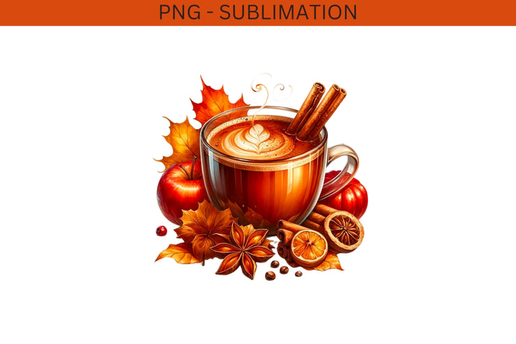 Autumn Warm Drink Digital Prints, Fall PNG Design