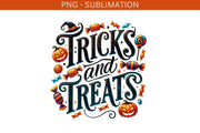 Halloween Tricks and Treats, Digital Downloads for Cards & Shirts, Retro Halloween PNG, Spooky Vibes, Sublimation Designs for Card Making