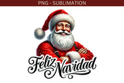 Feliz Navidad PNG, Santa Claus PNG Digital Download, Christmas Shirt Designs, Holiday PNG Design, Instant Download for Card Making, Crafting