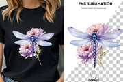 Dragonfly Floral Printable Artwork, Digital Downloads for Sublimation Designs