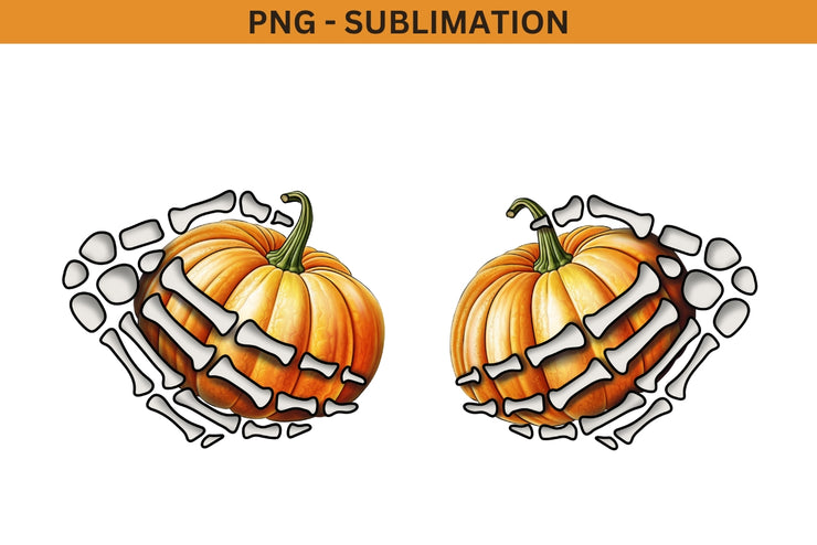 Skeleton Hands with Pumpkins Png Sublimation Design