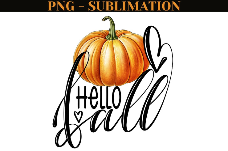 Pumpkin Hello Fall Png Sublimation Design
