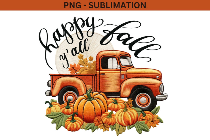 Happy Fall Y'all Truck PNG Instant Sublimation Download