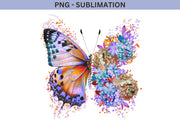 Floral Buttterfly Png Sublimation Design, Flower Butterfly Png Digital Download