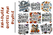 Halloween Quotes Design Bundle for T Shirt Designs, Sublimation Print, Mega Bundle PNG for Halloween, Clipart Printables for Print On Demand