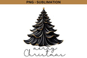 Black Christmas Tree PNG Sublimation Design