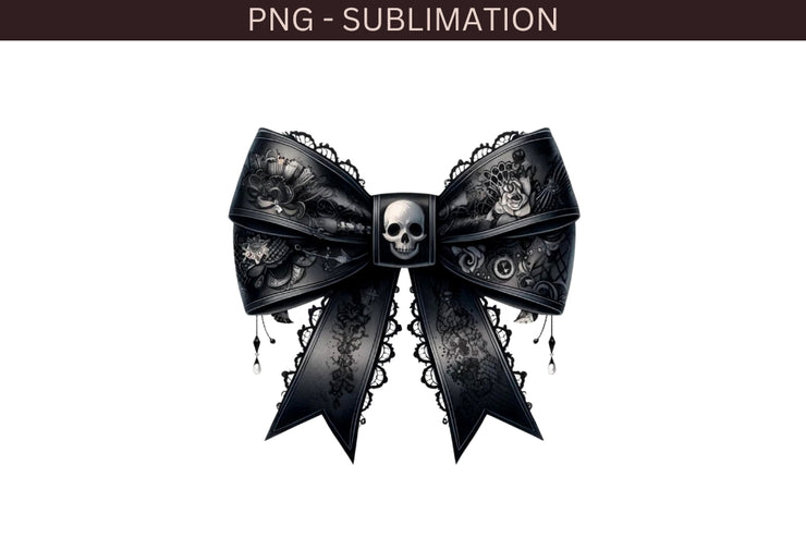 Dark Gothic Bow Sublimation Print, Watercolor Halloween