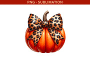 Pumpkin with a Leopard Bow, Sublimation Designs