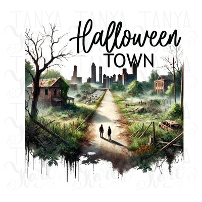 Halloween Town PNG, Digital Download, Watercolor Sublimation, Halloween Horror Tshirt Design PNG, Spooky Season, Spooky Vibes