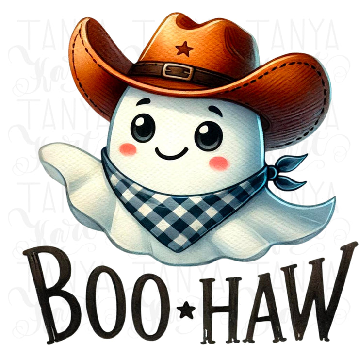 Boo Haw, Country Halloween Cowboy Ghost Shirt, Digital Download PNG, Cute Ghost Western, Sublimation File, Retro Halloween