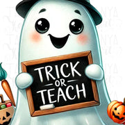 Trick or Teach Retro PNG, Halloween Design, Digital Sublimation Autumn, Funny Back to School Shirt Design, Halloween Shirt PNG