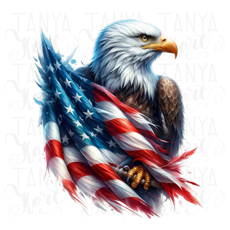 Patriotic Eagle Sublimation Design, 4th of July Digital Art