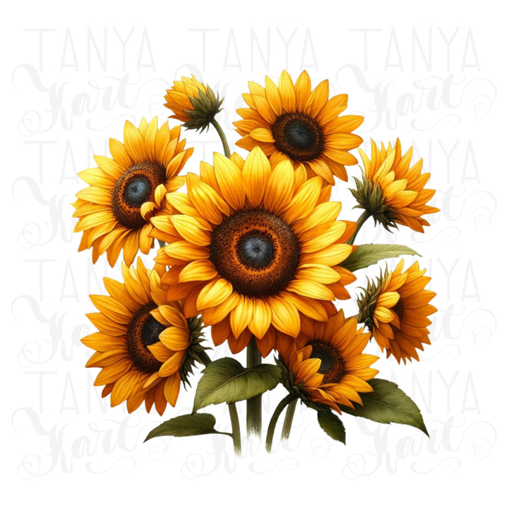 Sunflower Floral Sublimation Design for Planner Sticker, Printable Art