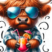 Hello Summer, Highland Cow Art, Tshirt Design Sublimation PNG