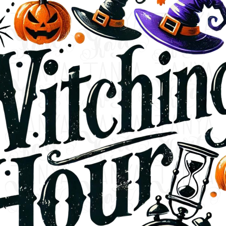 Witching Hour Sublimation PNG, Funny Halloween Designs for Card Making, Digital Download, Spooky Season DTF, Witchy Graphics for Crafting