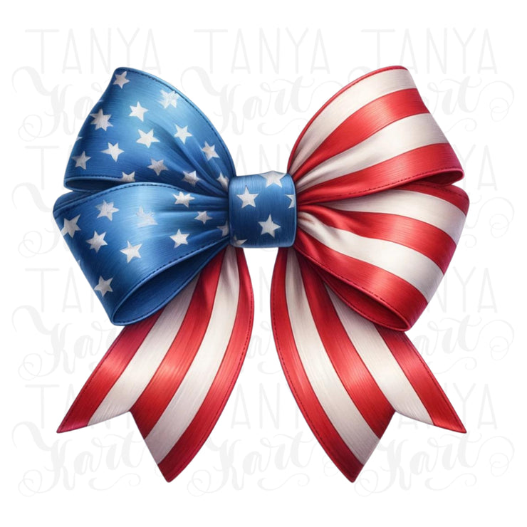 America Patriotic Bow, USA PNG, 4th of July Instant Download