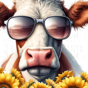 Sunflower Cow Sublimation Design, Farm Animals PNG