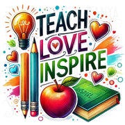 Teach Love Inspire Sublimation Design, Instant Download, Back to School PNG for Teacher Shirt Design, Teacher Life, Teacher Tumbler PNG