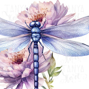 Dragonfly Floral Printable Artwork, Digital Downloads for Sublimation Designs