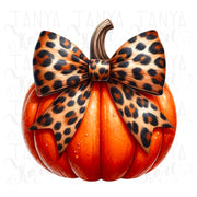 Pumpkin with a Leopard Bow, Sublimation Designs