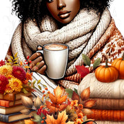 Hello Fall PNG, Autumn Black Girl, Digital Print for Card Making and Tshirt Design,Fall Vibes Transparent Design, Pumpkin Season Sublimation