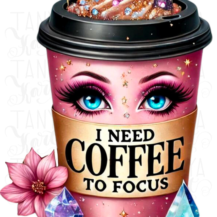 Hocus Pocus I Need Coffee To Focus PNG, Halloween Digital File, Sublimation Wrap DIY, Coquette Halloween Shirt, Cute Halloween Image Tee