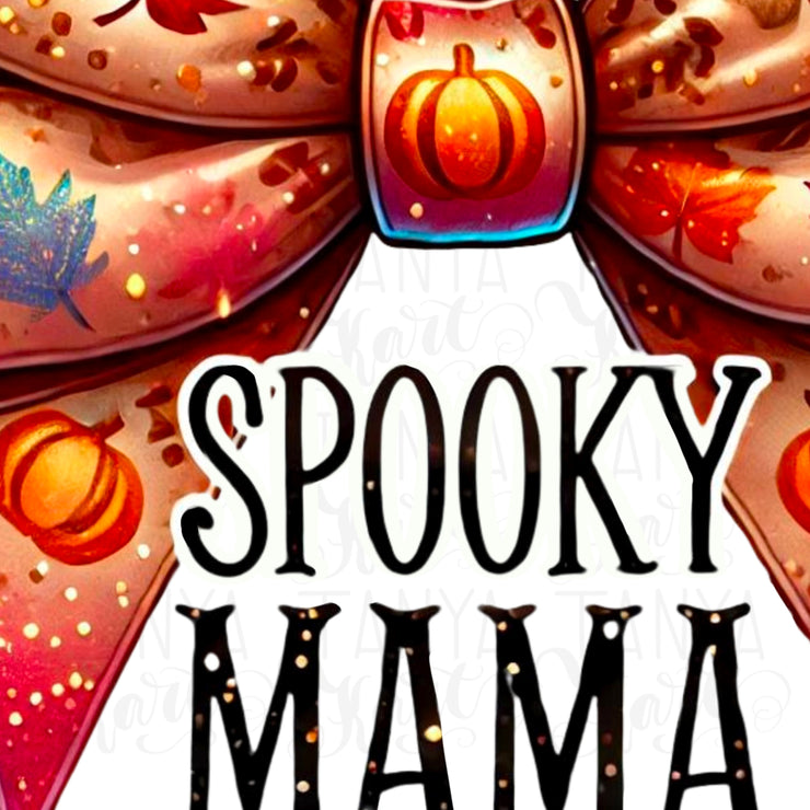 Spooky Mama Sublimation Designs, Halloween PNG for Coquette & Gothic Girly Projects, Autumn Mom, Bow PNG, Shirt, Fall Crafting