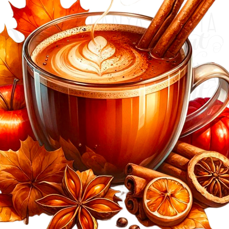 Autumn Warm Drink Digital Prints, Fall PNG Design