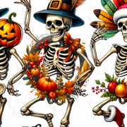 Happy Hallothanksmas Skeletons, Funny PNG Digital Downloads for Crafting Projects, Dancing Skeletons for Card Making and Tshirt Designs