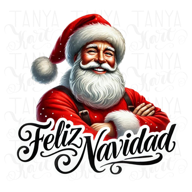 Feliz Navidad PNG, Santa Claus PNG Digital Download, Christmas Shirt Designs, Holiday PNG Design, Instant Download for Card Making, Crafting